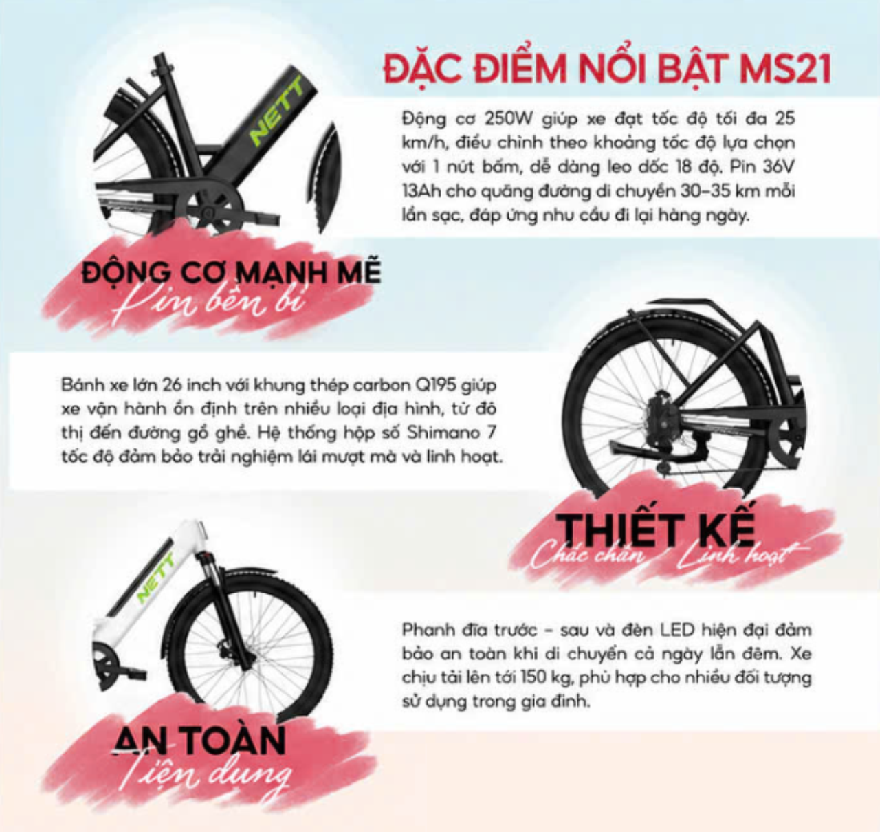 NETT MS21 - Xe đạp trợ lực điện mang năng lượng sạch cho hành trình xanh đến Việt Nam
