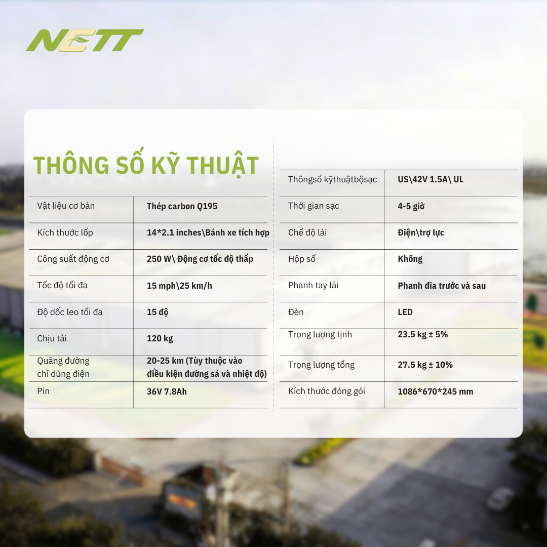 NETT US06 - Xe đạp trợ lực điện mang năng lượng sạch cho hành trình xanh đến Việt Nam