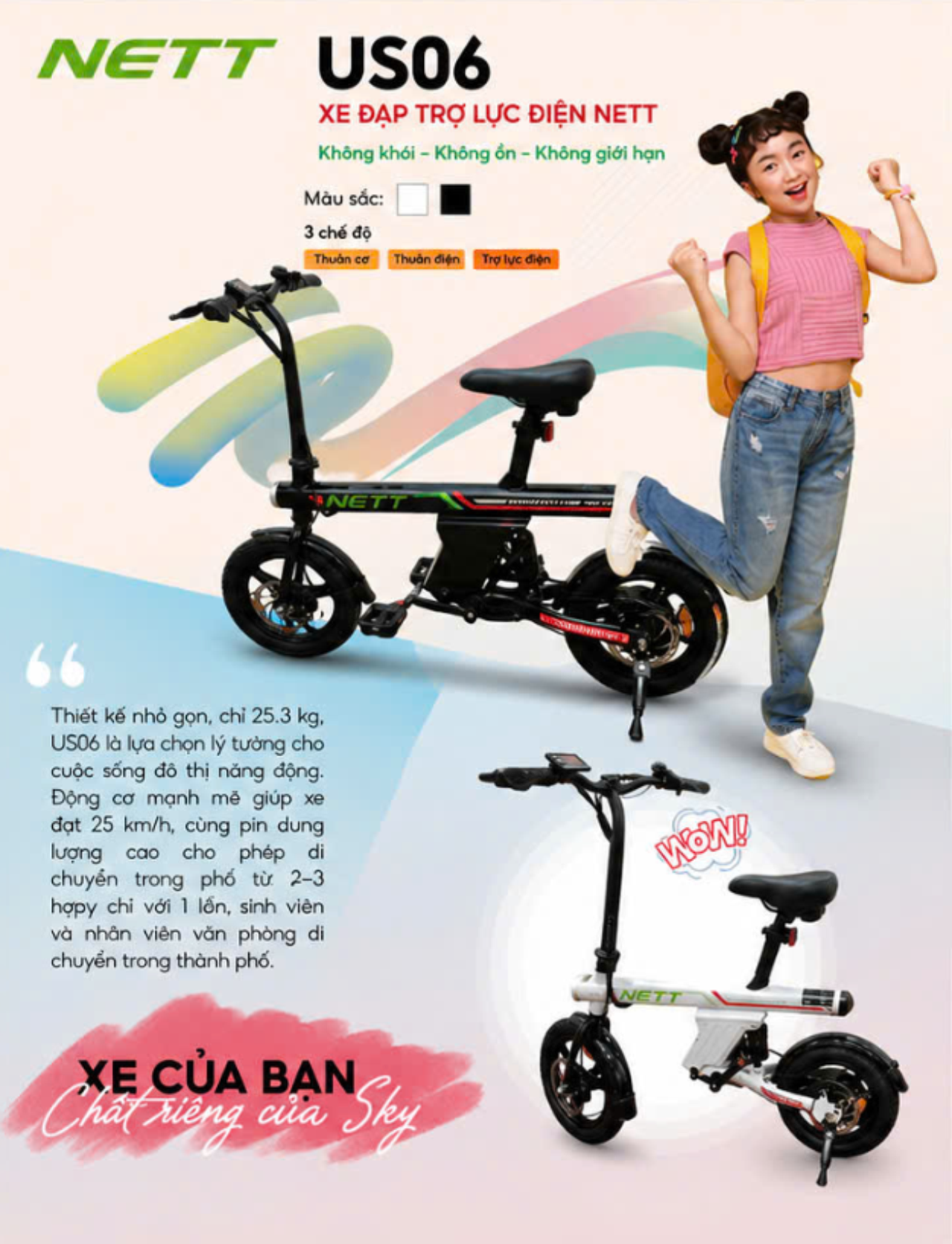 NETT US06 - Xe đạp trợ lực điện mang năng lượng xạch cho hành trình xanh đến Việt Nam